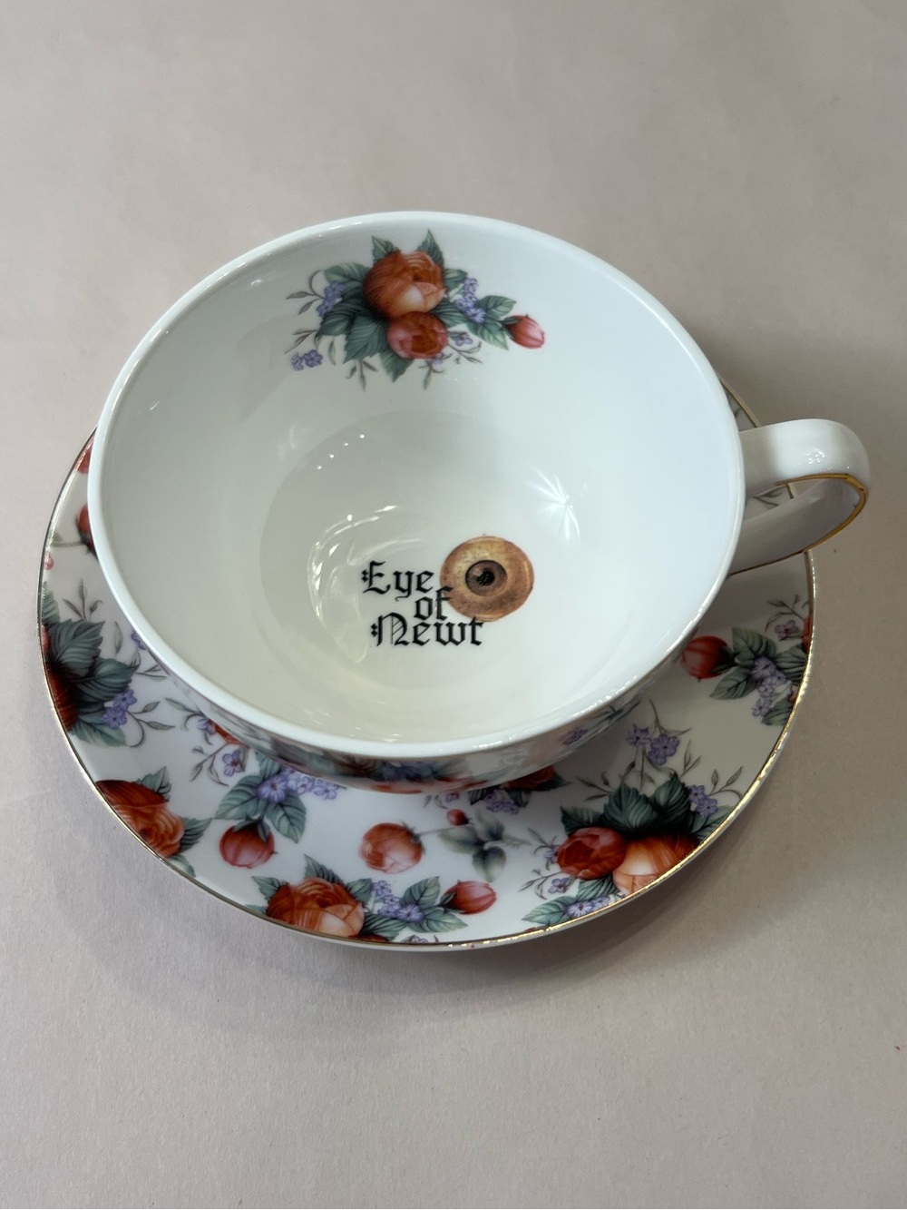 Eye of Newt Ceramic Teacup & Saucer Set | Witchy Cottagecore | Floral Tea Cup
